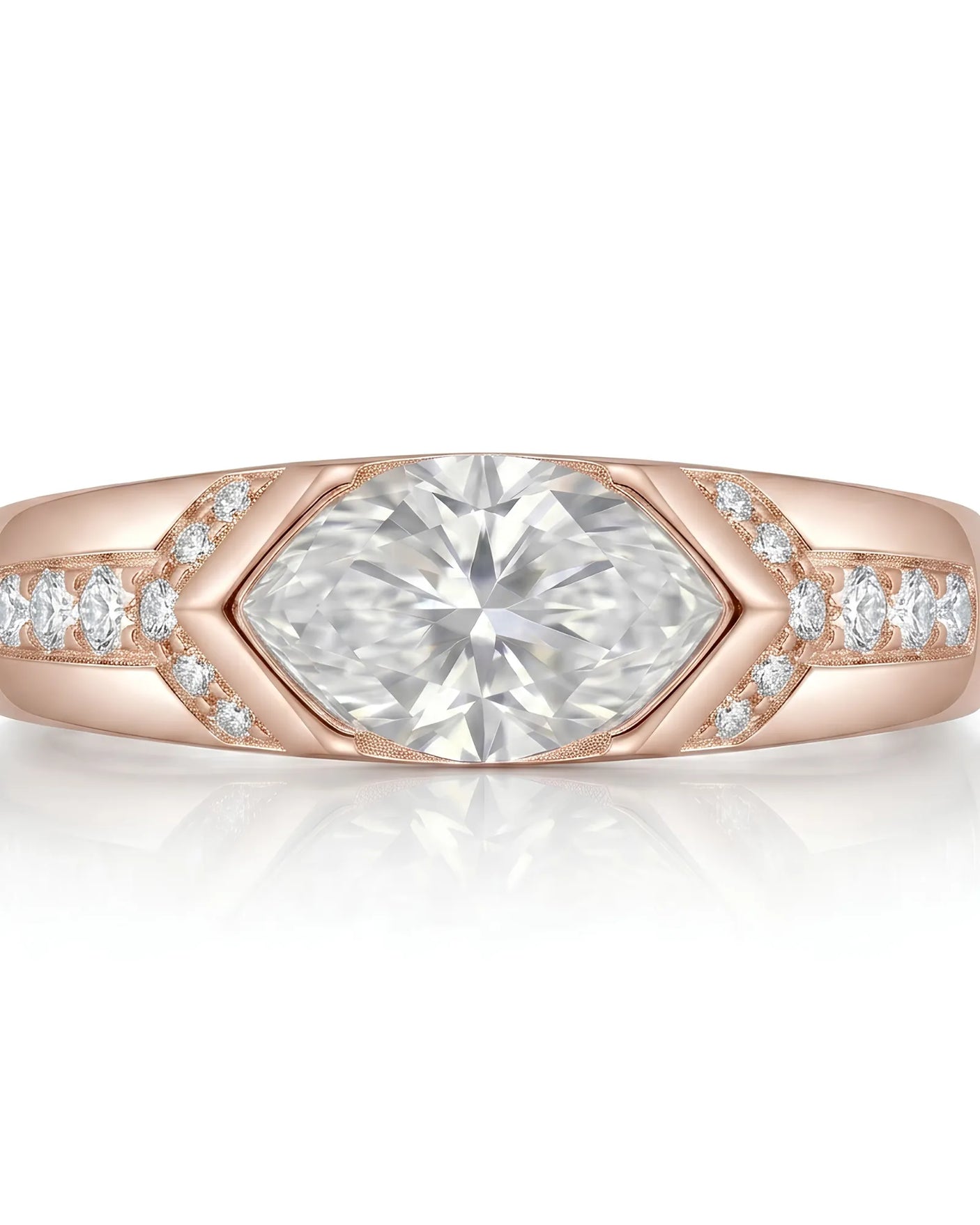 Celestial Marvel – Natural Marquise-Cut Diamond Bezel Engagement Ring