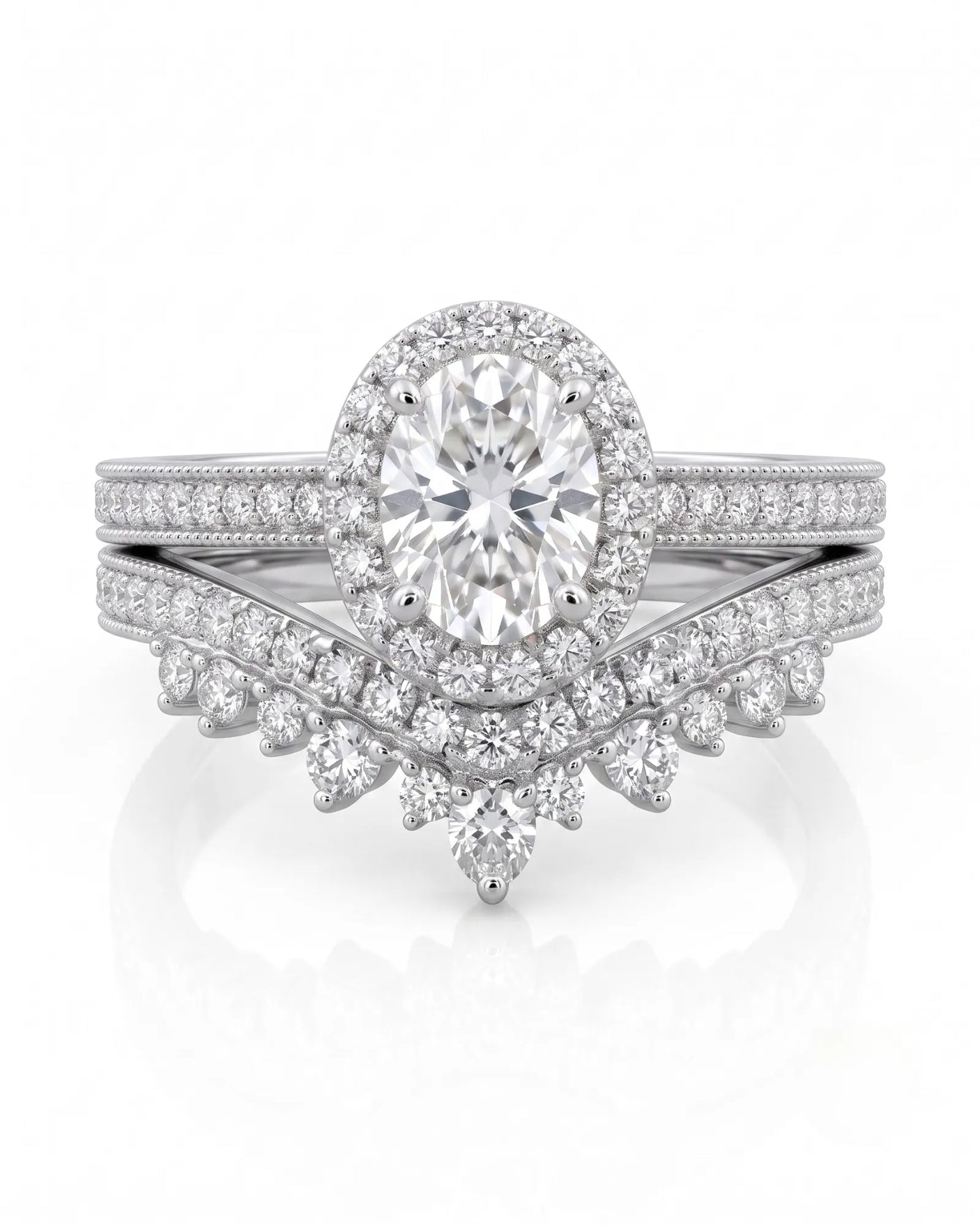 Oval Moissanite Engagement Ring in White Gold