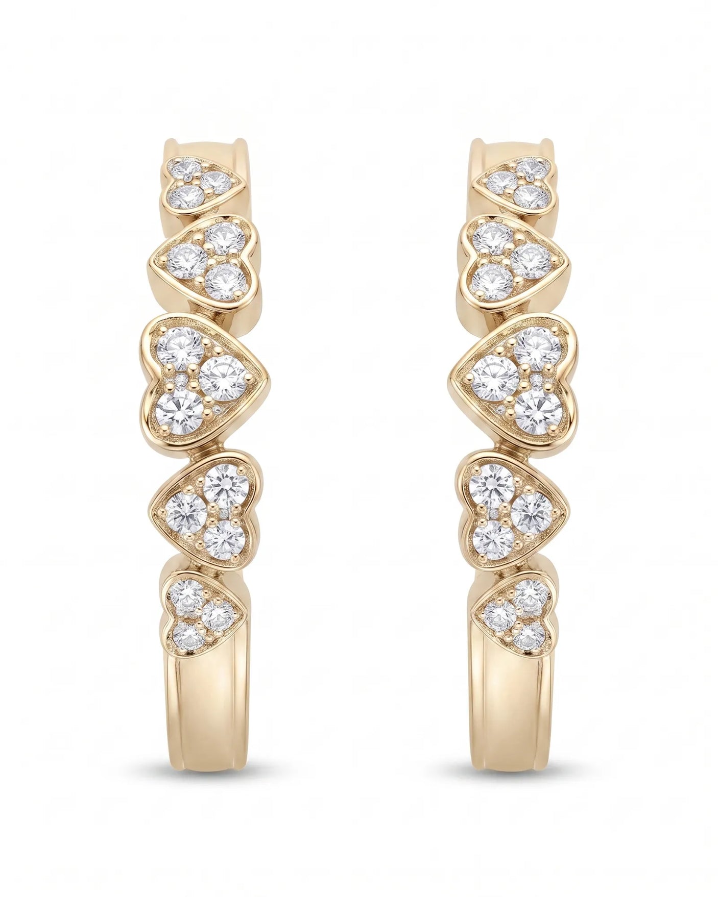 Five Heart Diamond Eternity Wedding Bands — 18K & 14K Yellow Gold — Front