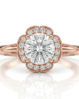Tara – Aurora Dream Natural Round Diamond Floral Halo Ring