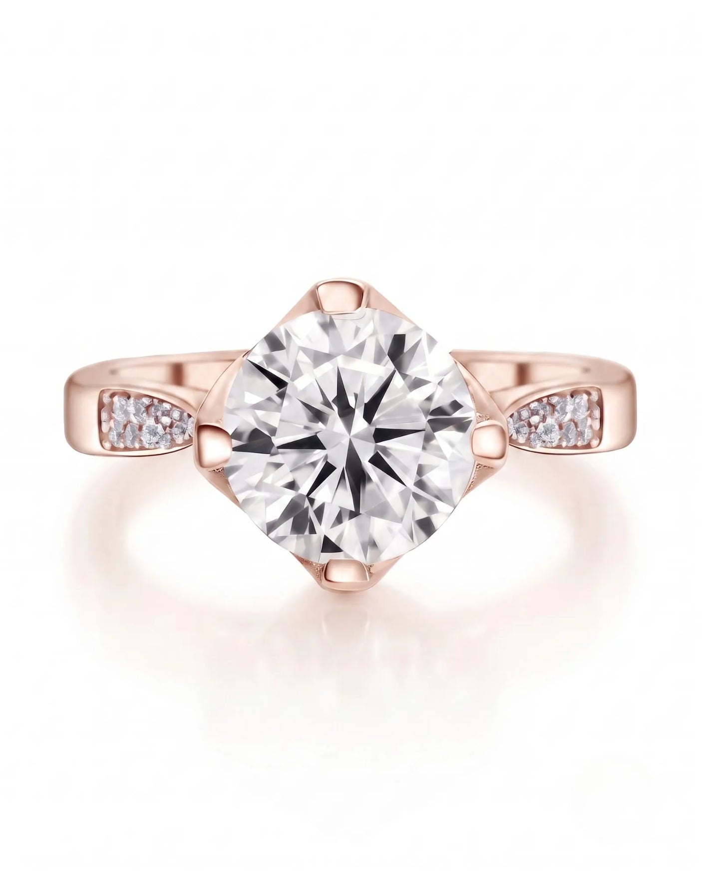 Cece • Vintage Inspired Round Moissanite Ring in White Gold
