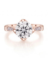Cece • Vintage Inspired Round Moissanite Ring in White Gold