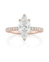Cortège Blanc – Natural Marquise-Cut Diamond Pavé Engagement Ring
