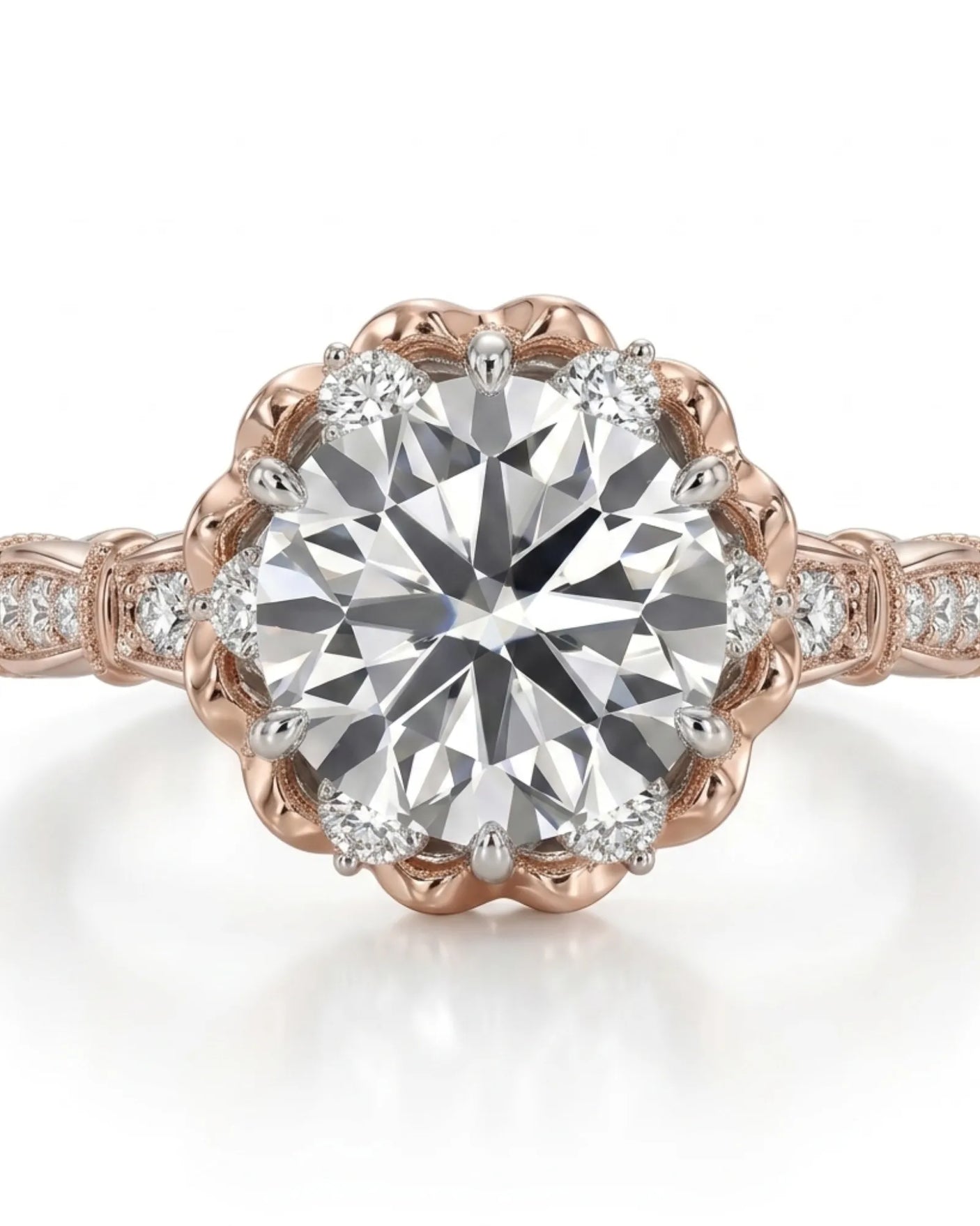 Suki – Timeless Spark Natural Round Diamond Vintage Halo Ring