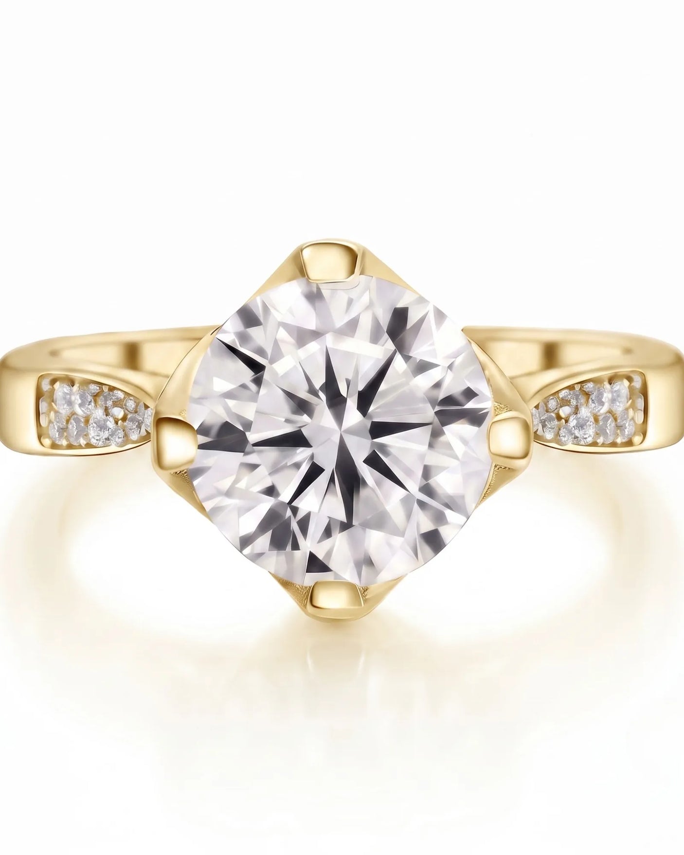 Cece • Vintage Inspired Round Moissanite Ring in White Gold