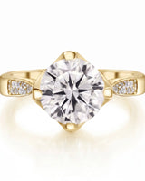 Cece • Vintage Inspired Round Moissanite Ring in White Gold