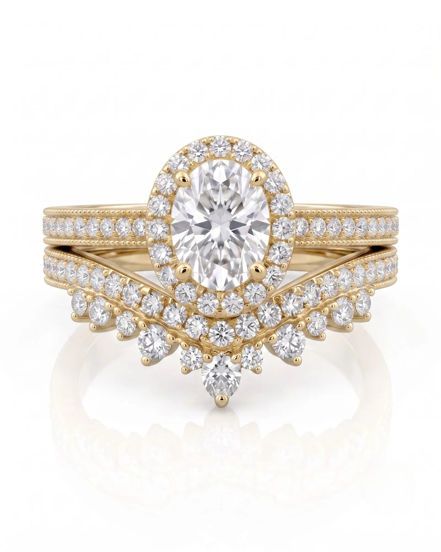 Oval Moissanite Engagement Ring in White Gold