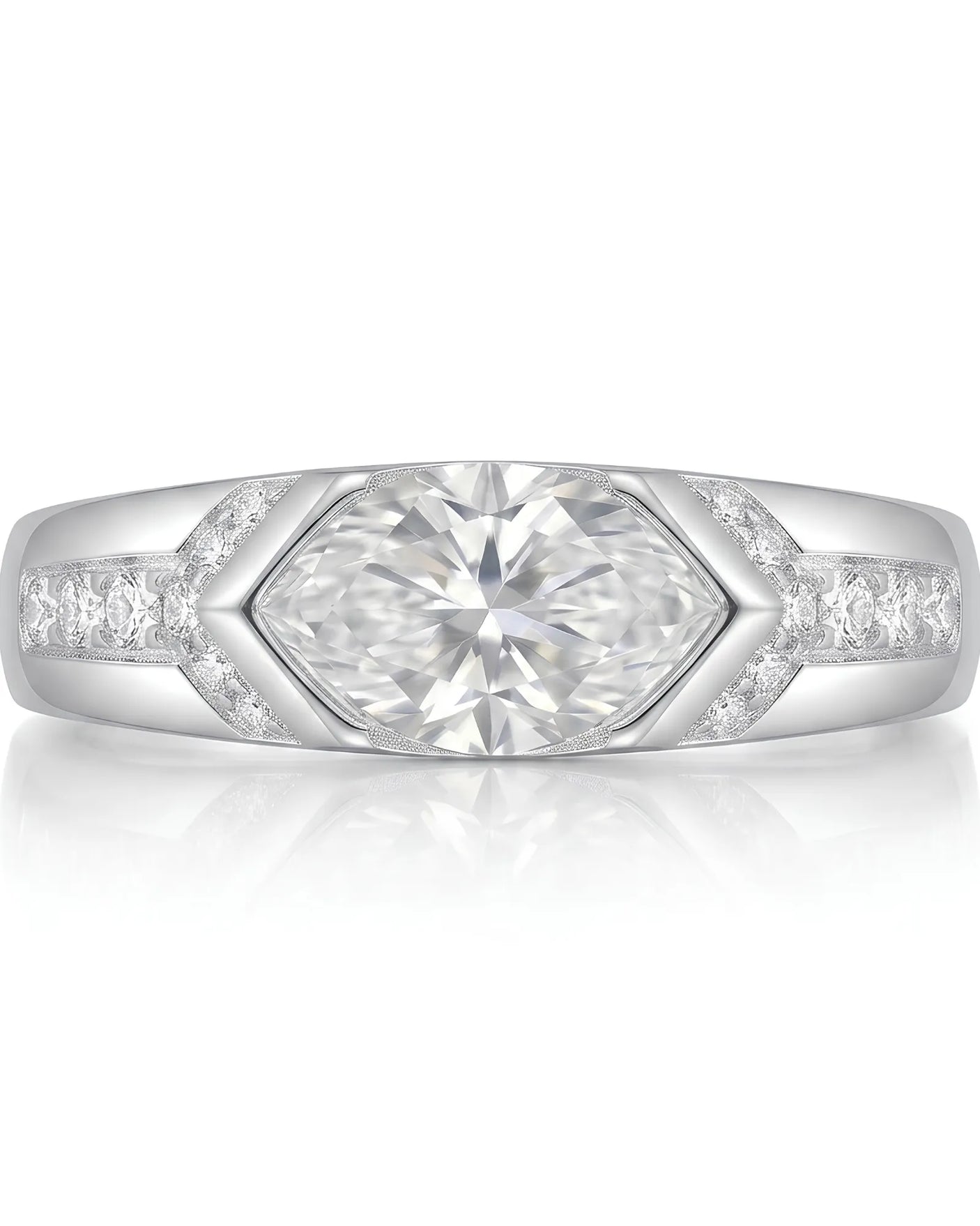 Celestial Marvel – Natural Marquise-Cut Diamond Bezel Engagement Ring