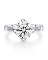 Cece • Vintage Inspired Round Moissanite Ring in White Gold