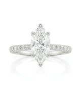 Cortège Blanc – Natural Marquise-Cut Diamond Pavé Engagement Ring