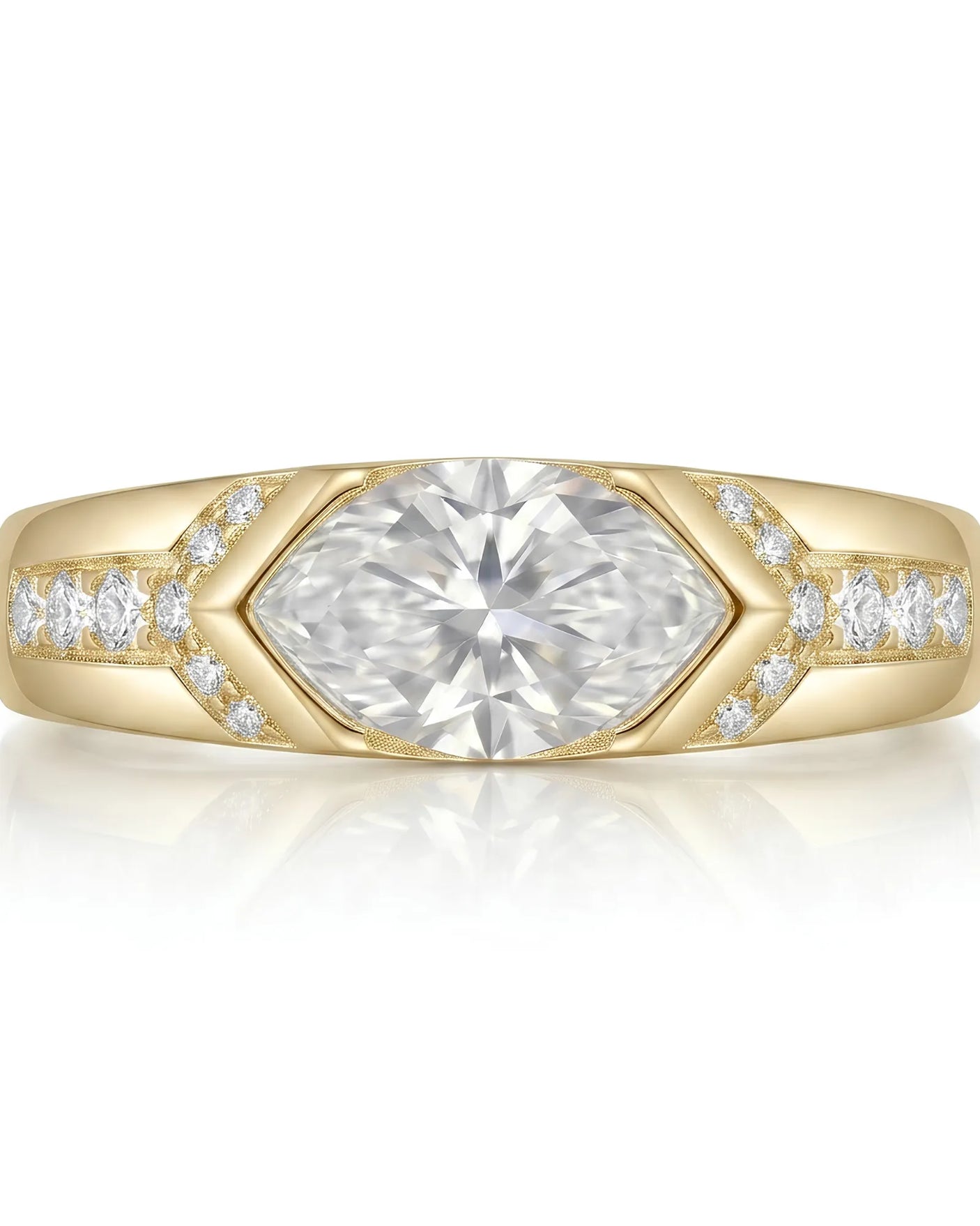 Celestial Marvel – Natural Marquise-Cut Diamond Bezel Engagement Ring