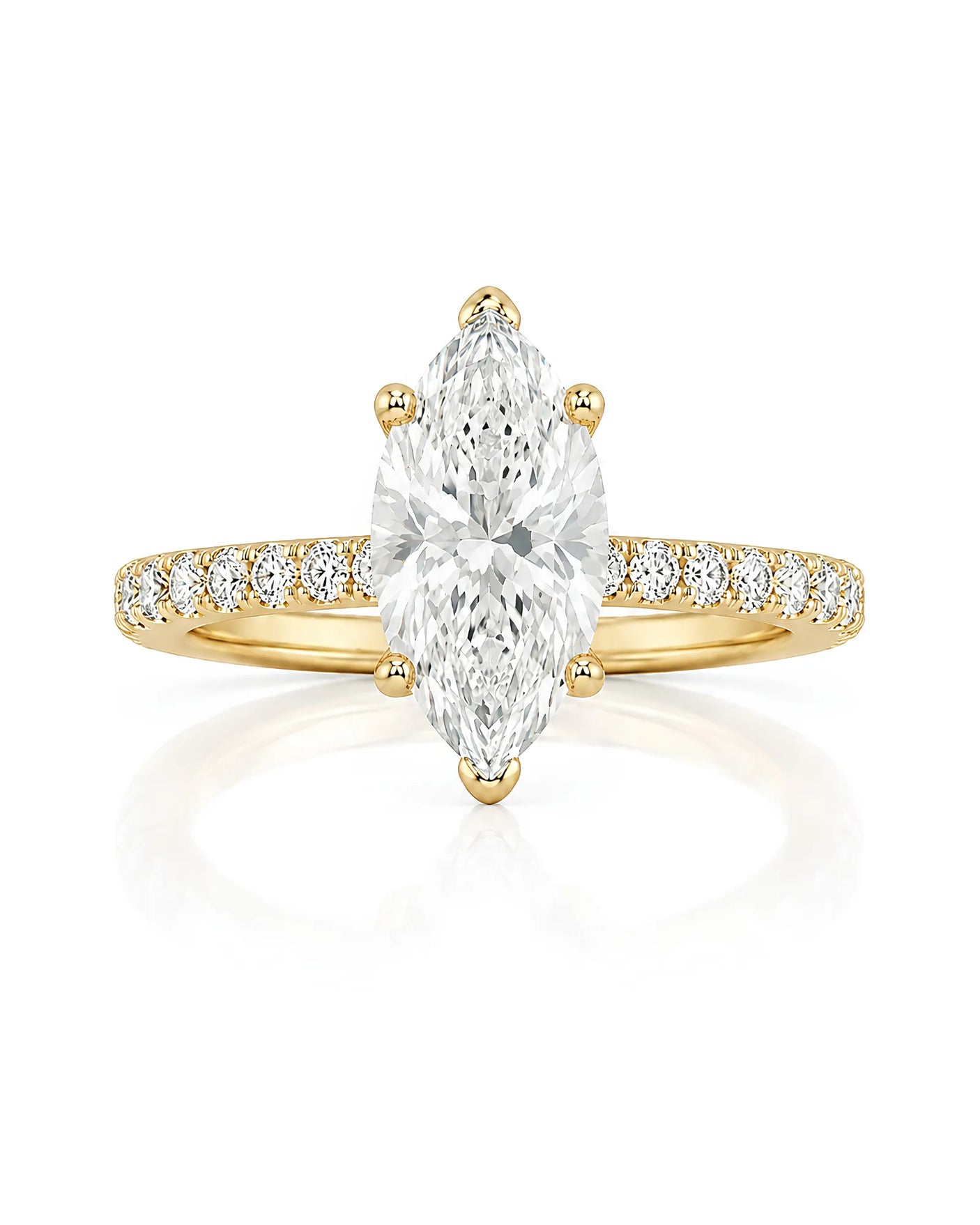 Cortège Blanc – Natural Marquise-Cut Diamond Pavé Engagement Ring