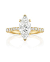 Cortège Blanc – Natural Marquise-Cut Diamond Pavé Engagement Ring