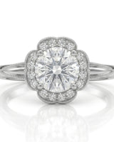 Tara – Aurora Dream Natural Round Diamond Floral Halo Ring