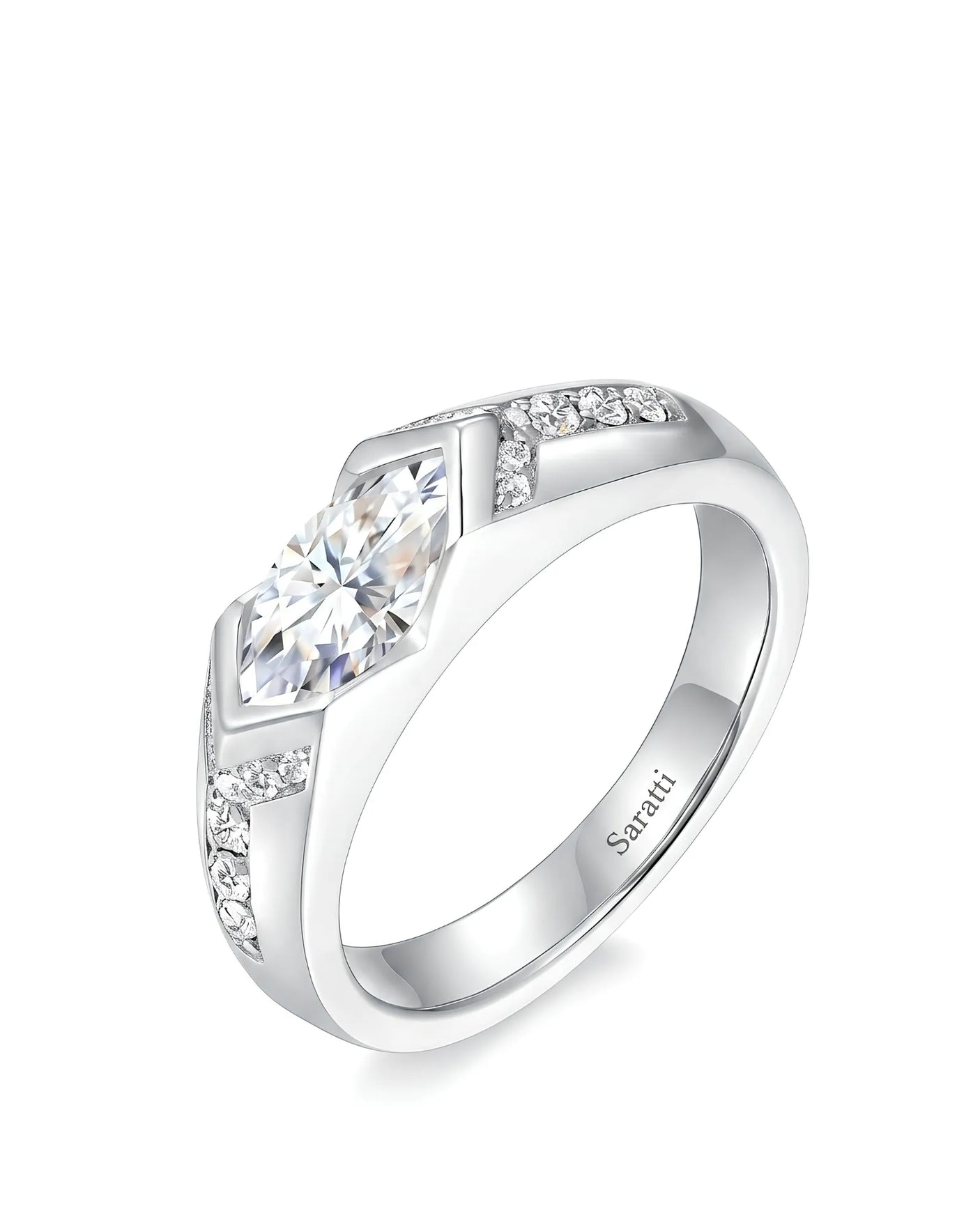 Celestial Marvel – Natural Marquise-Cut Diamond Bezel Engagement Ring