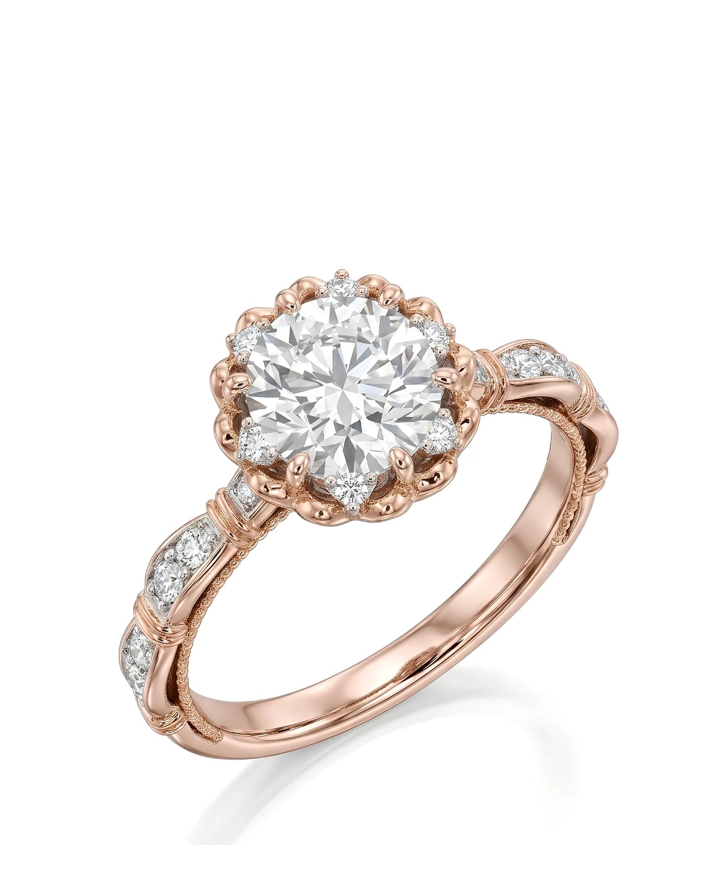 Suki – Timeless Spark Natural Round Diamond Vintage Halo Ring