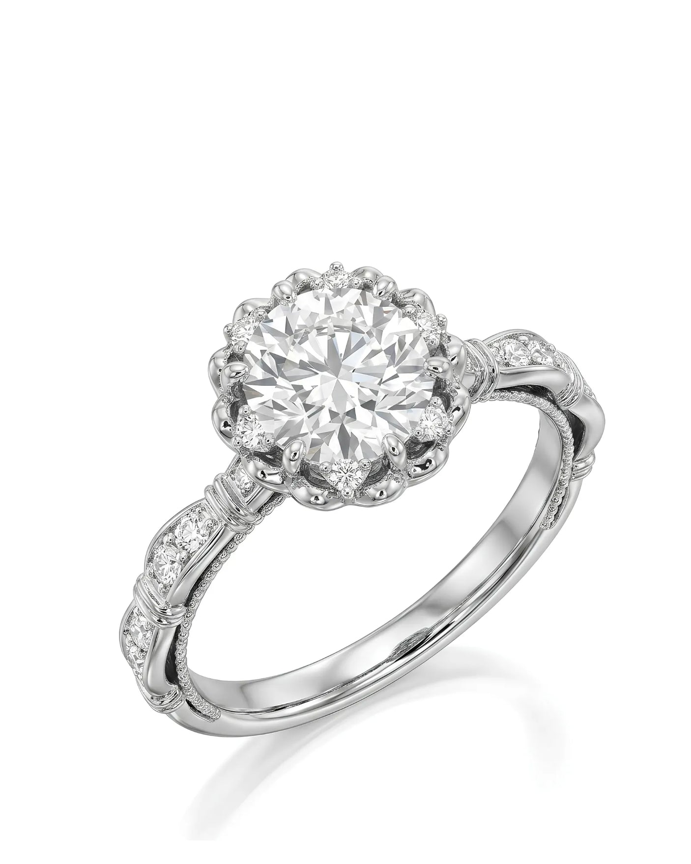 Suki – Timeless Spark Natural Round Diamond Vintage Halo Ring