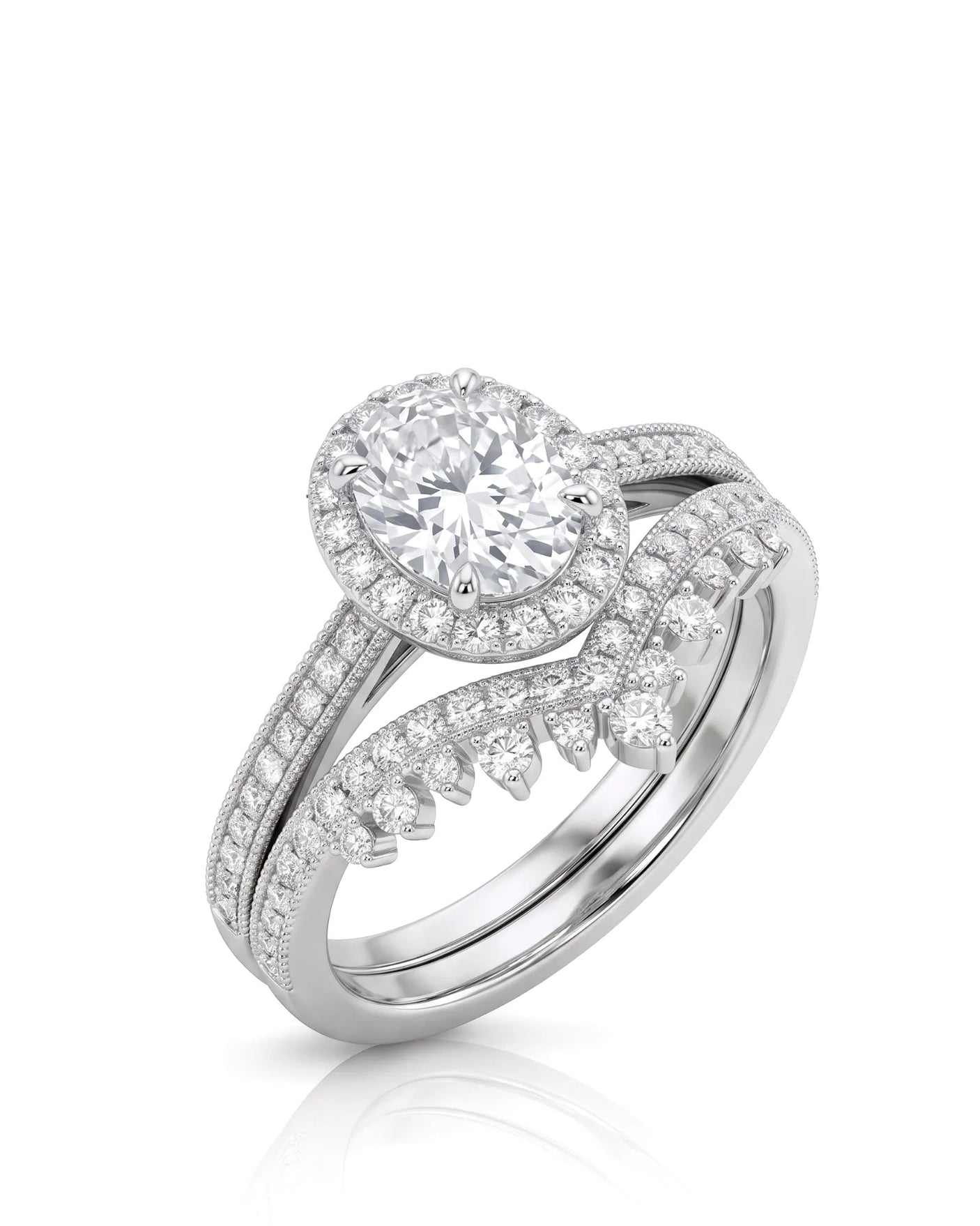 Oval Moissanite Engagement Ring in White Gold