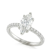 Cortège Blanc – Natural Marquise-Cut Diamond Pavé Engagement Ring