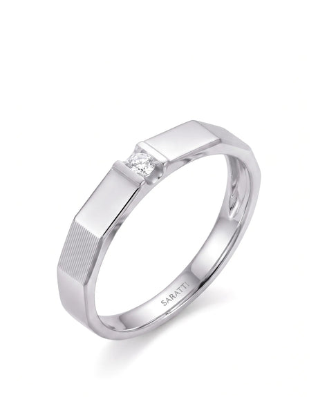 Gilded Glamour natural diamond wedding ring set in 18K White Gold, 45-degree view | SARATTI