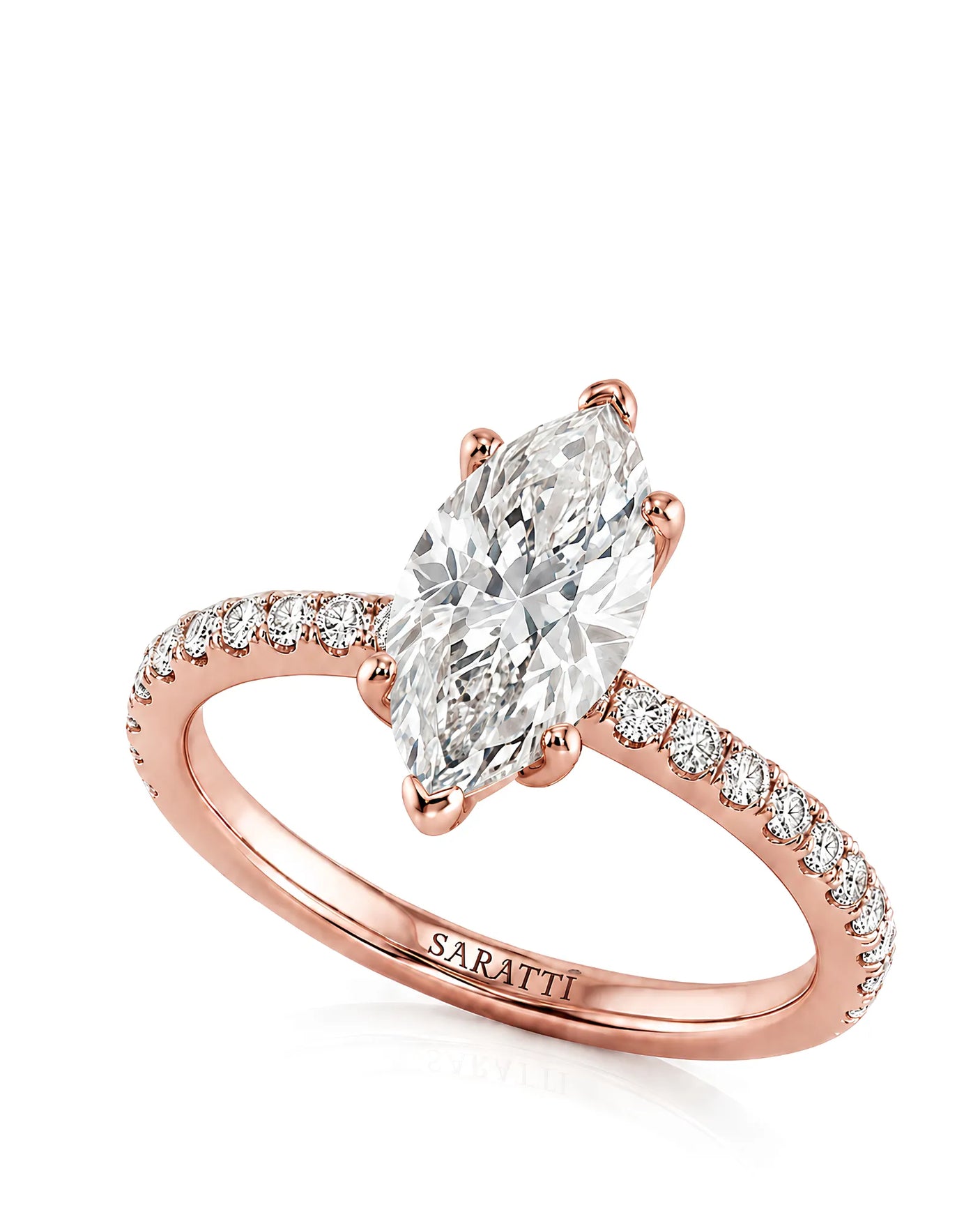 Cortège Blanc – Natural Marquise-Cut Diamond Pavé Engagement Ring