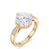 Cece • Vintage Inspired Round Moissanite Ring in White Gold