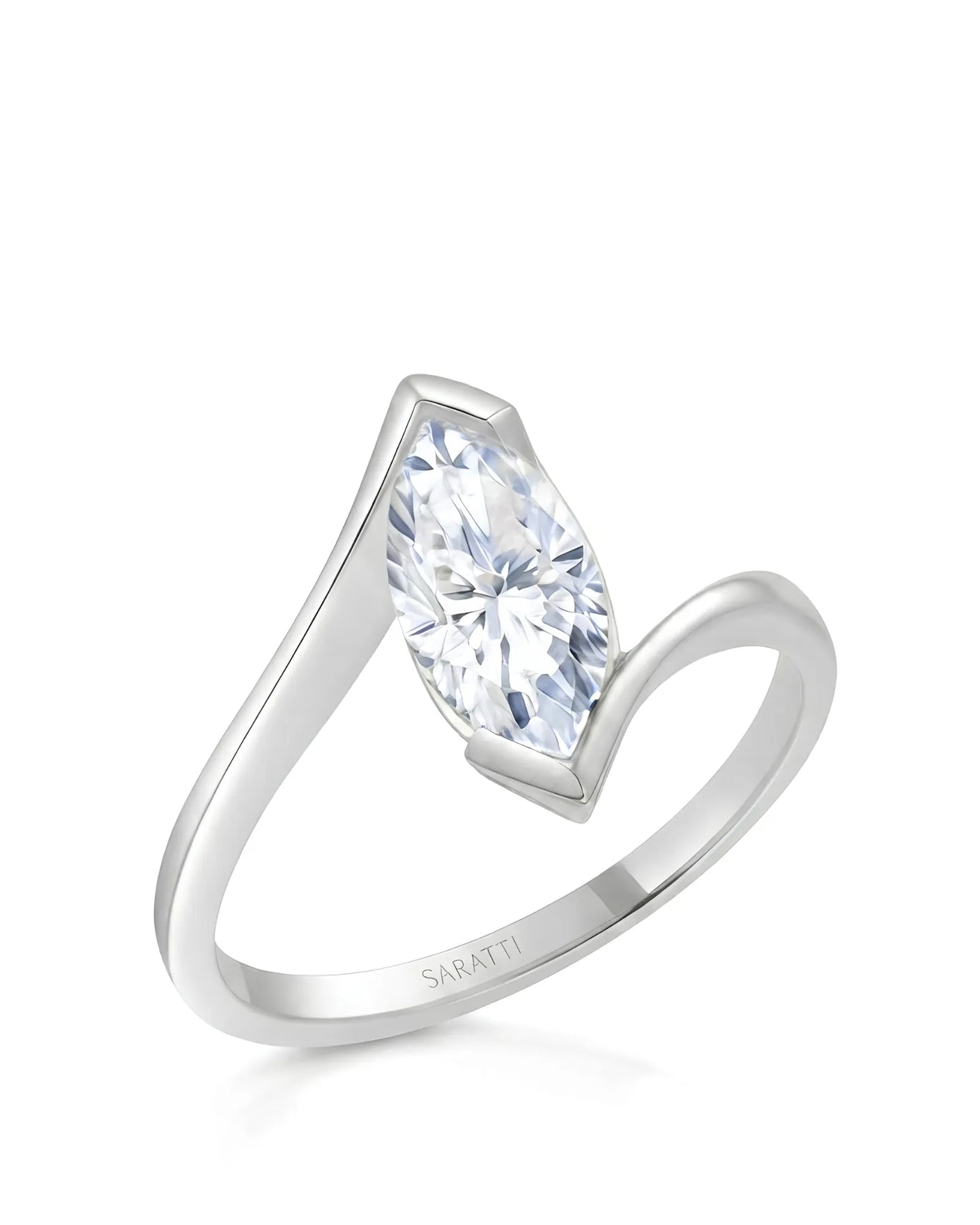 Marquise Möbius – Natural Marquise-Cut Diamond Semi-Tension Ring