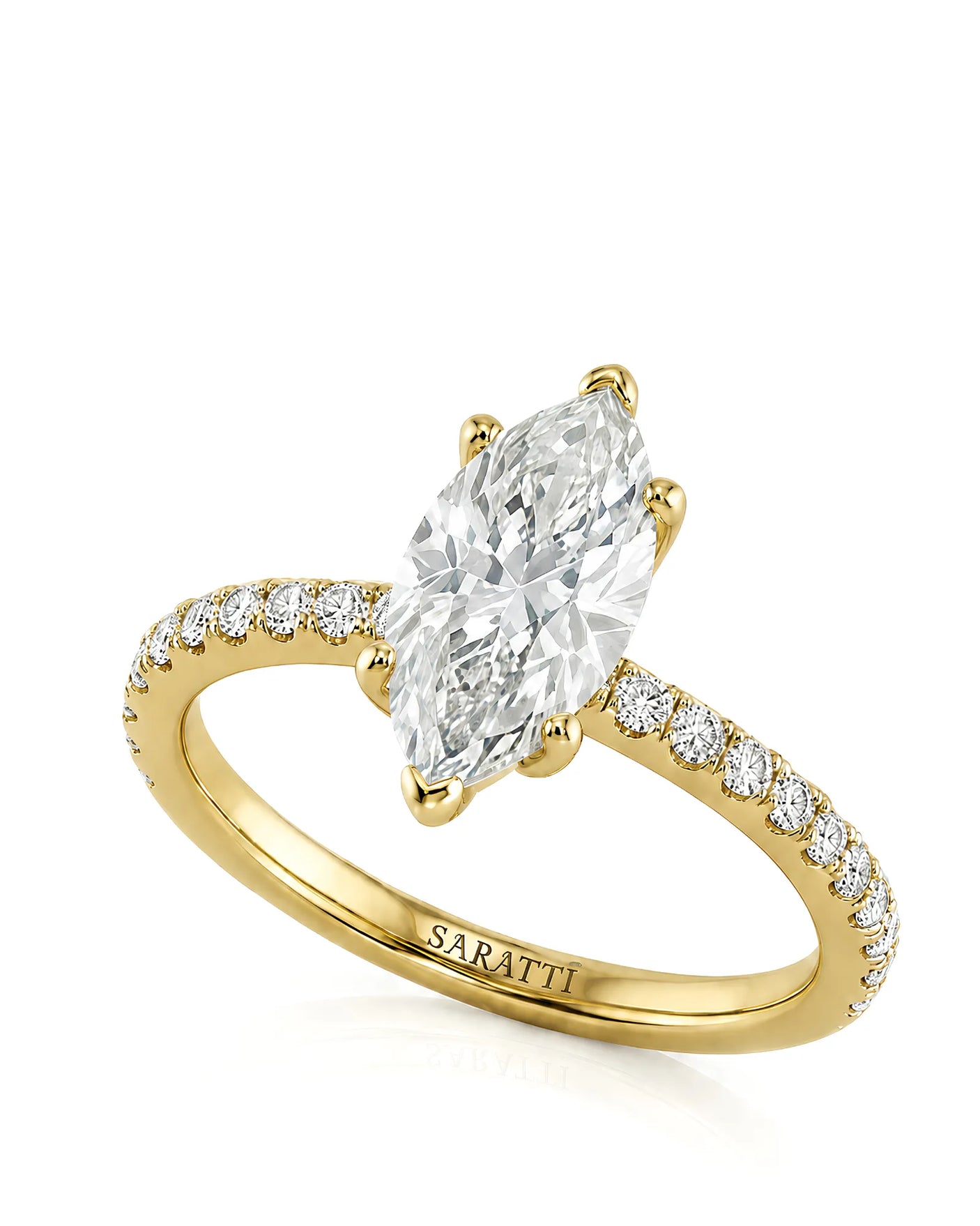 Cortège Blanc – Natural Marquise-Cut Diamond Pavé Engagement Ring