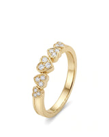Five Heart Diamond Eternity Wedding Bands — 18K & 14K Yellow Gold — 45 Degree