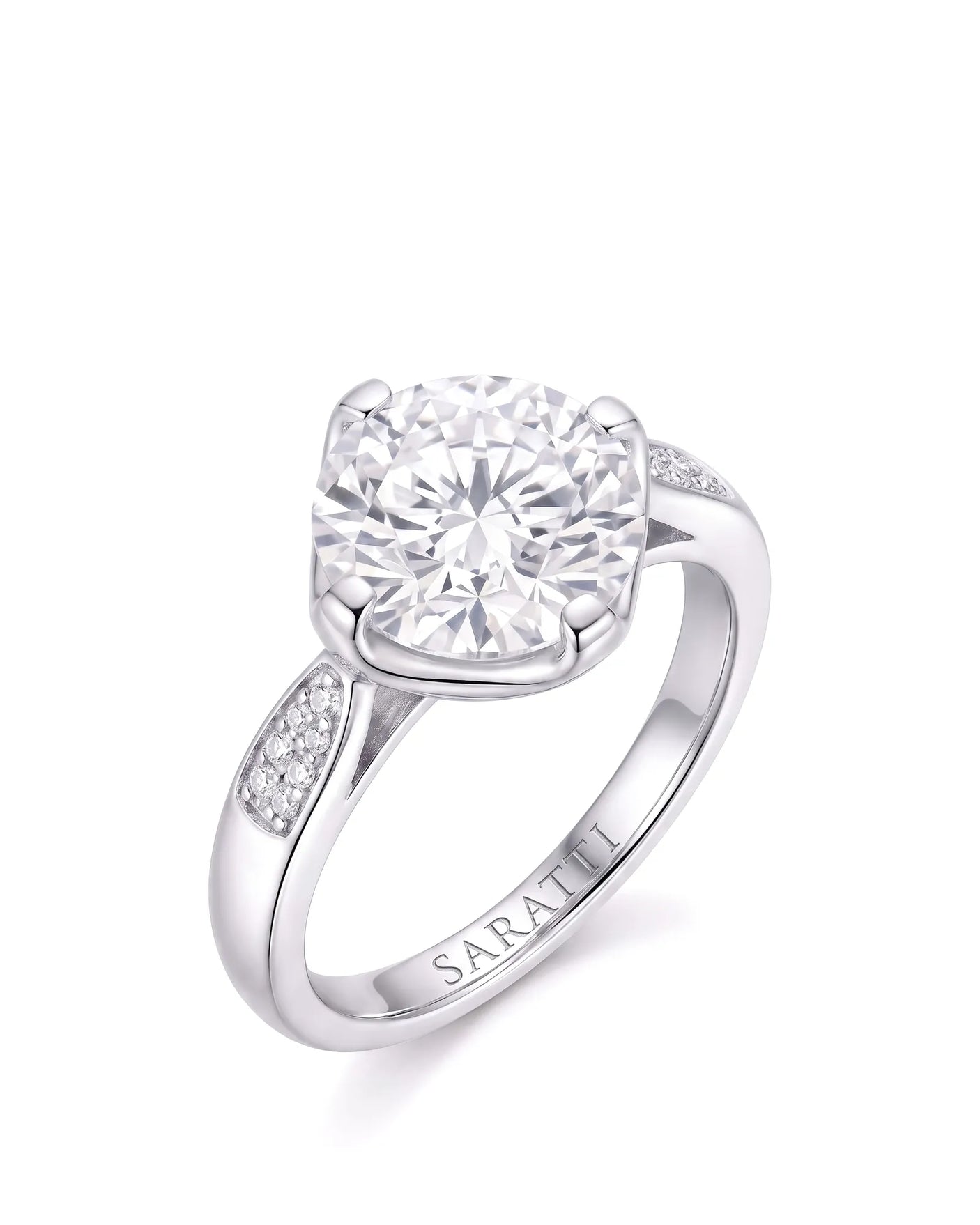 Cece • Vintage Inspired Round Moissanite Ring in White Gold