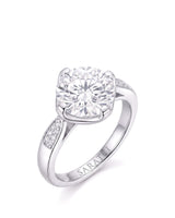 Cece • Vintage Inspired Round Moissanite Ring in White Gold