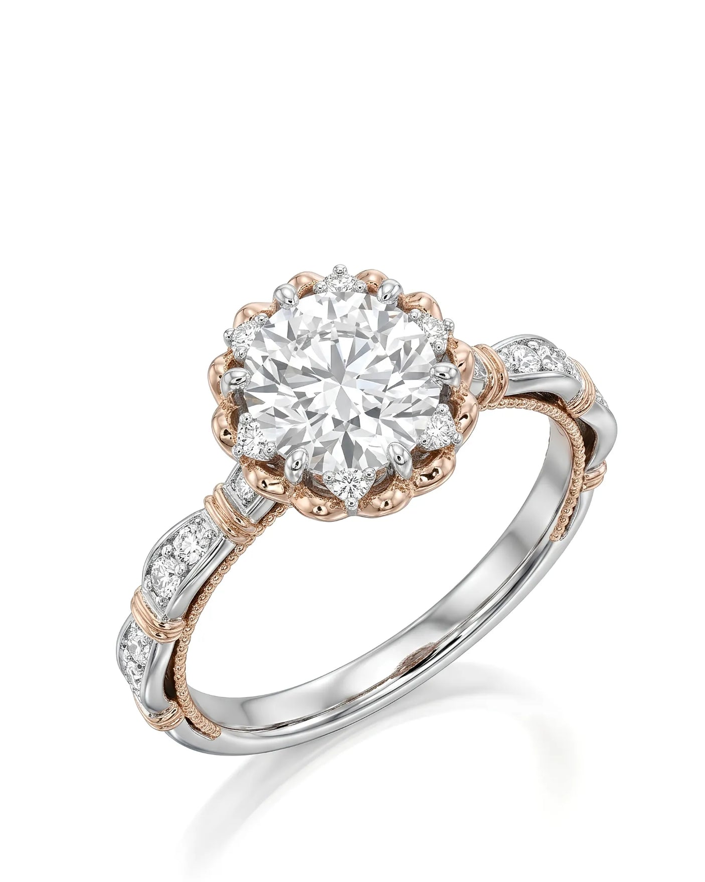 Suki – Timeless Spark Natural Round Diamond Vintage Halo Ring