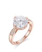 Cece • Vintage Inspired Round Moissanite Ring in White Gold