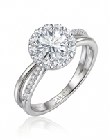 Elani – Natural Round Diamond Halo Split-Shank Ring