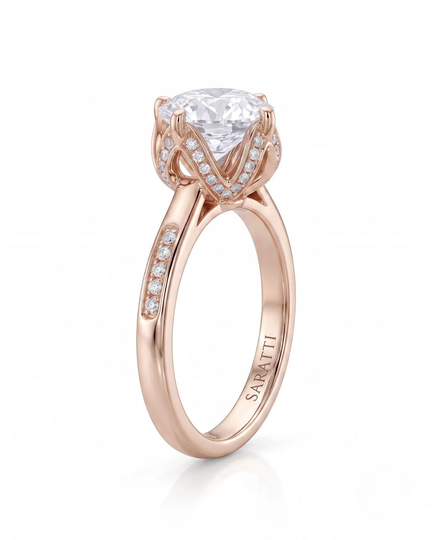 Elina • Round Moissanite Engagement Ring in White Gold