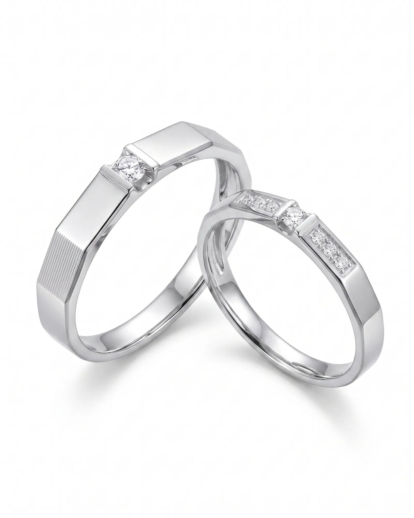 Gilded Glamour Wedding Ring Set | His & Hers