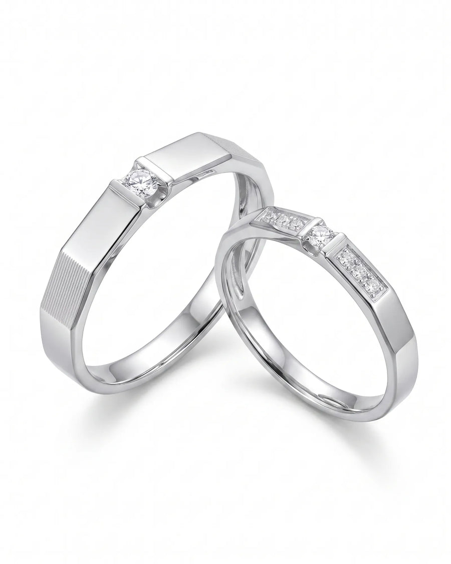 Gilded Glamour Wedding Ring Set | His & Hers