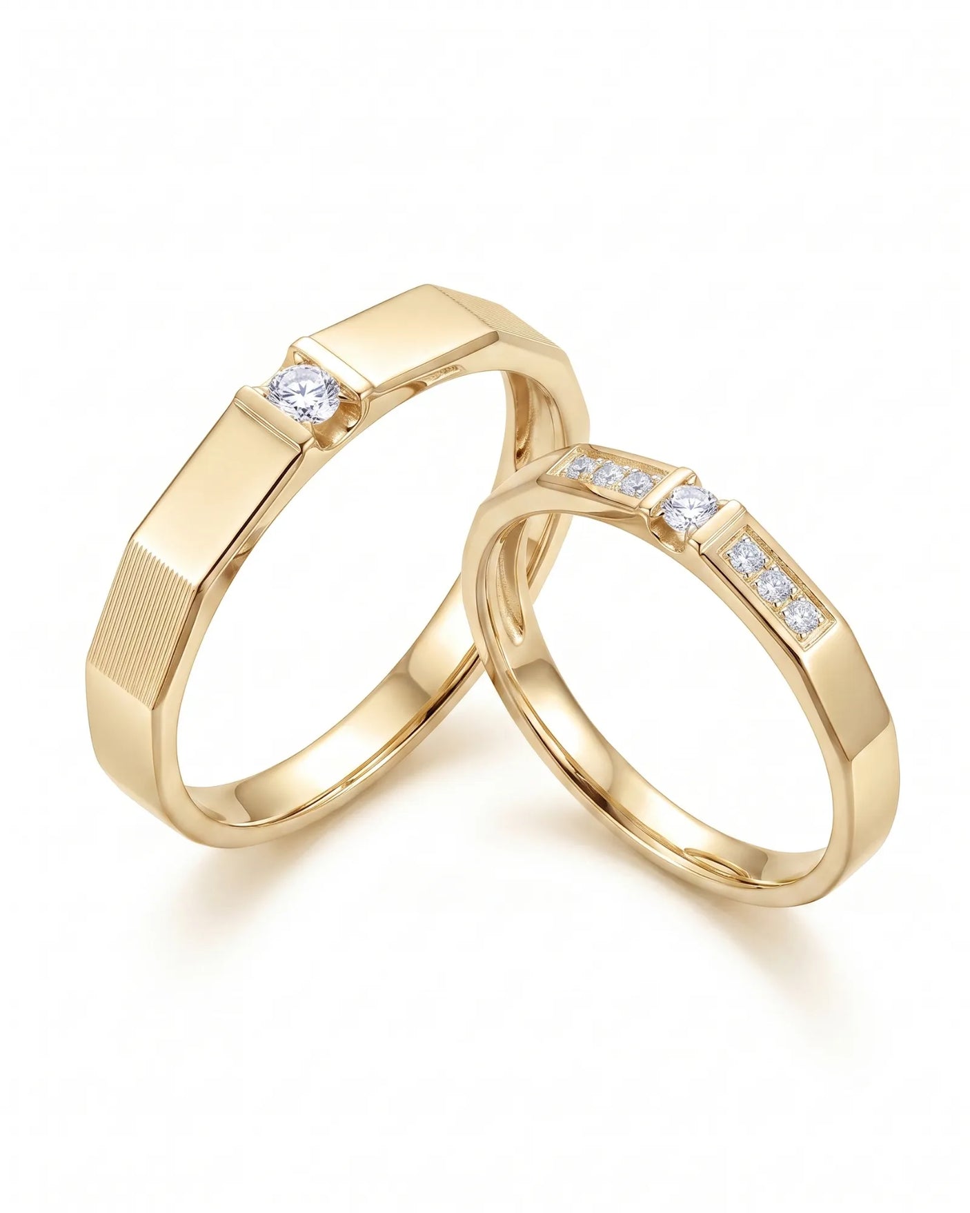 Gilded Glamour Wedding Ring Set | His & Hers