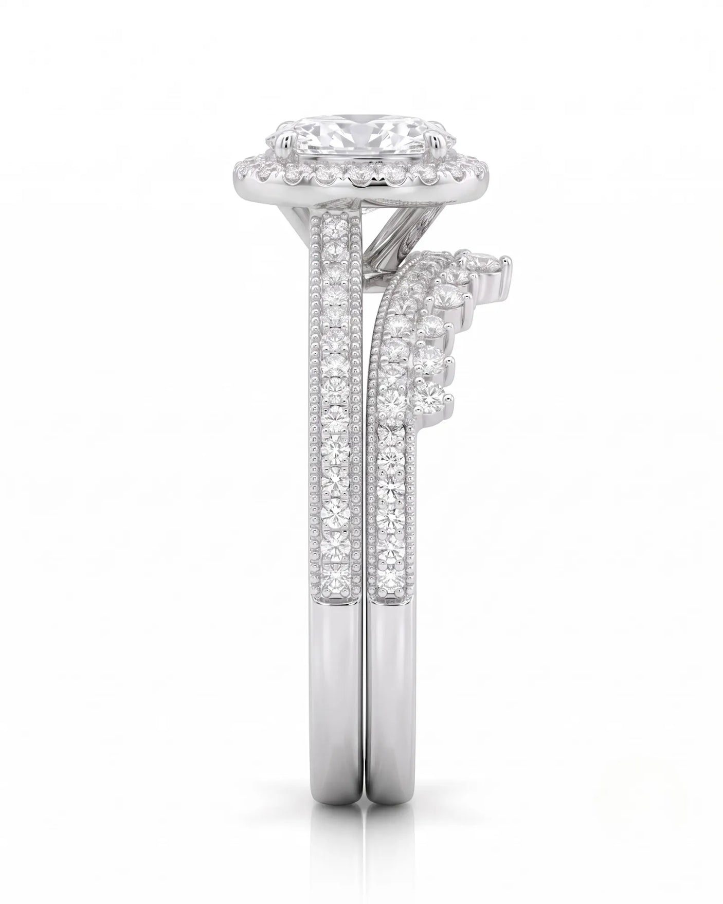 Oval Moissanite Engagement Ring in White Gold