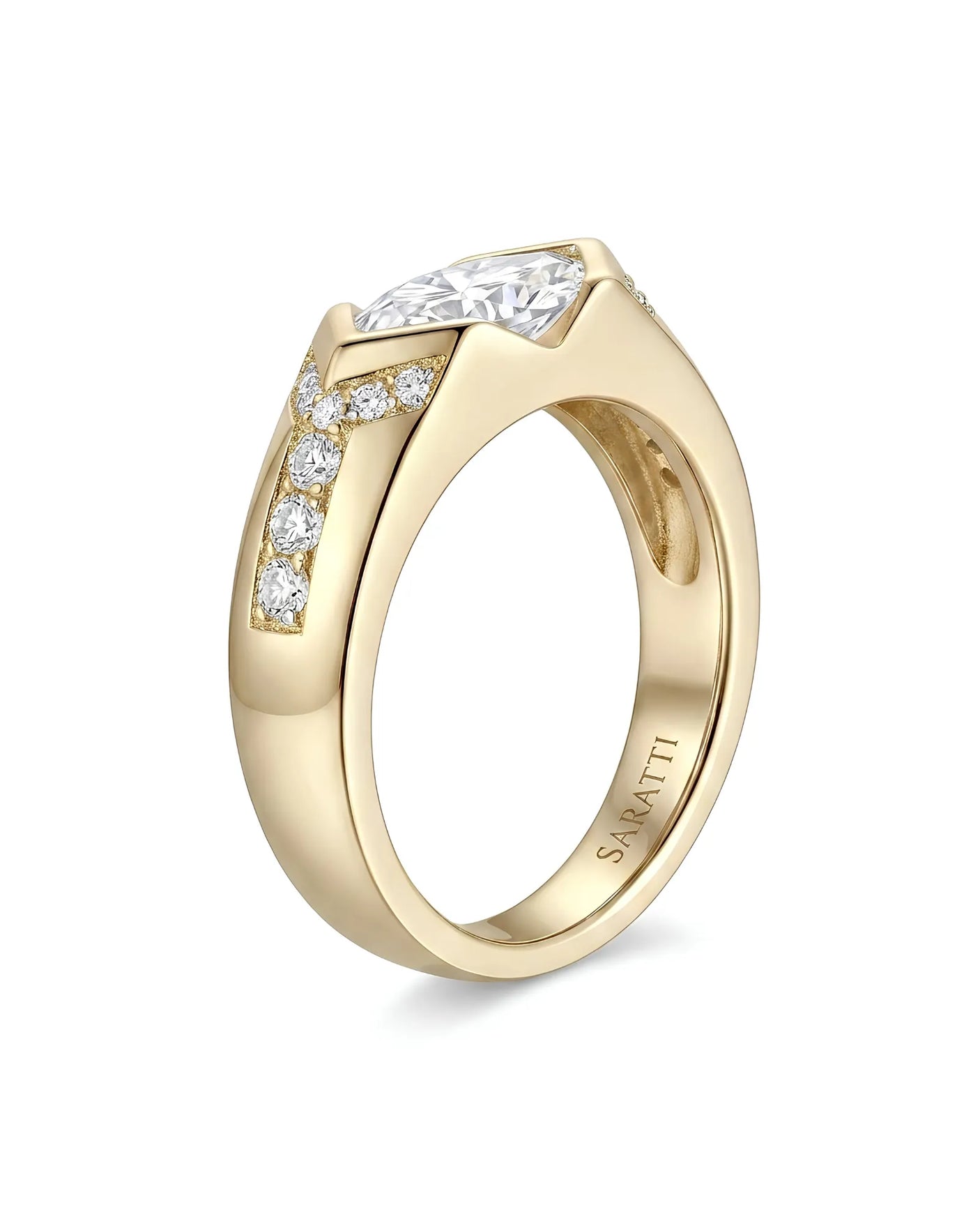Celestial Marvel – Natural Marquise-Cut Diamond Bezel Engagement Ring
