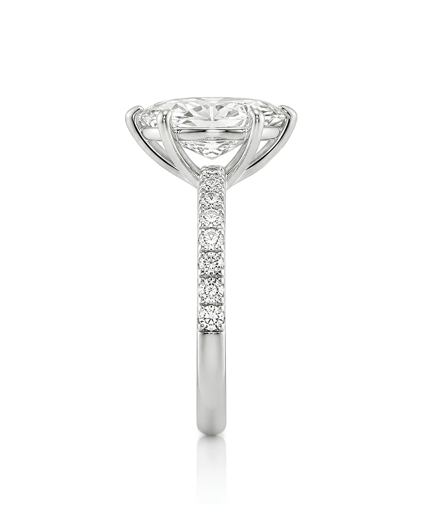 Cortège Blanc – Natural Marquise-Cut Diamond Pavé Engagement Ring