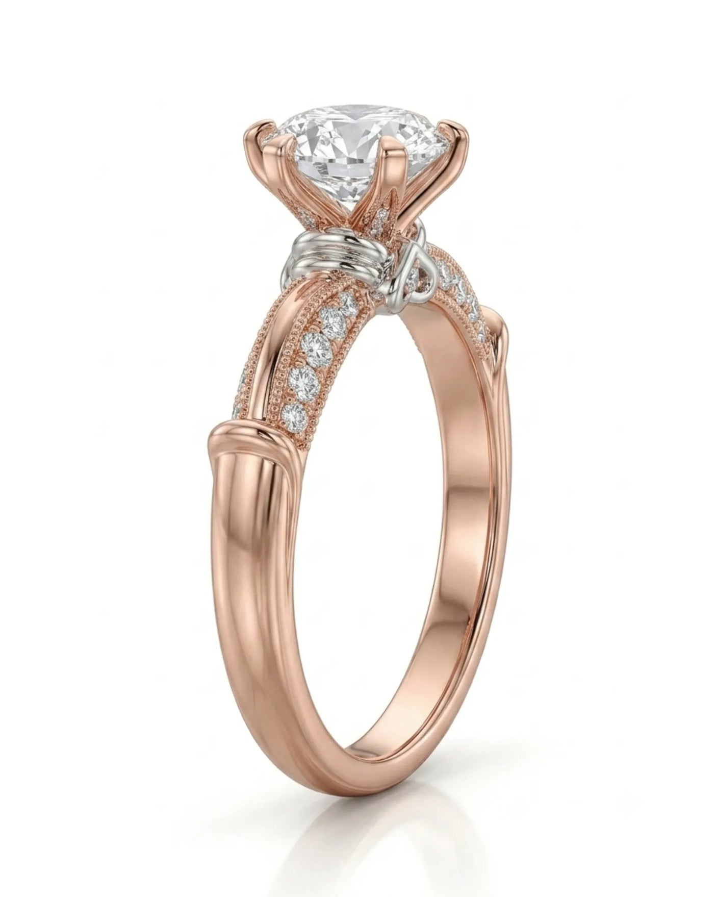 Kirina – Brilliant Bliss Natural Round Diamond Two-Tone Engagement Ring