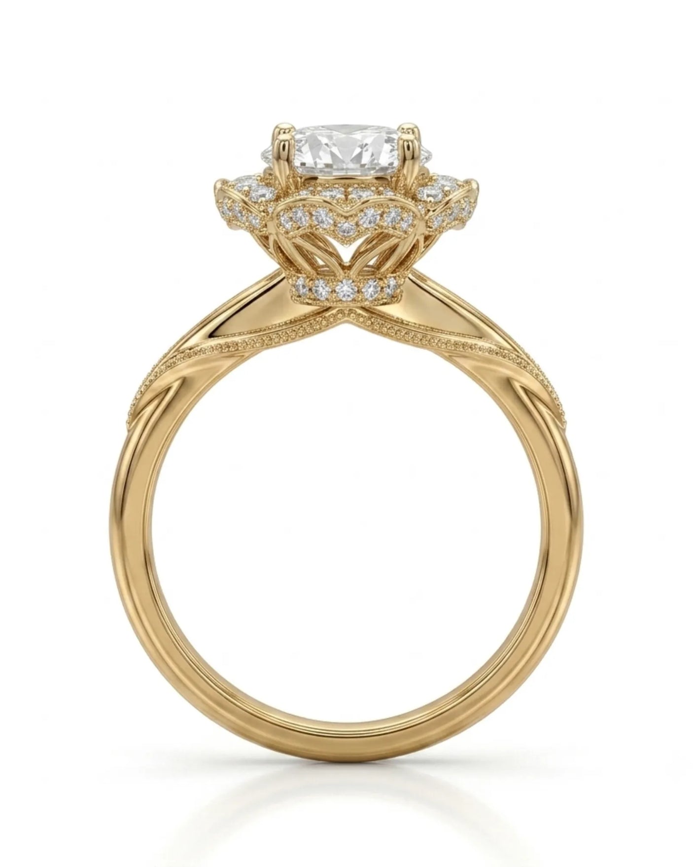 Tara – Aurora Dream Natural Round Diamond Floral Halo Ring