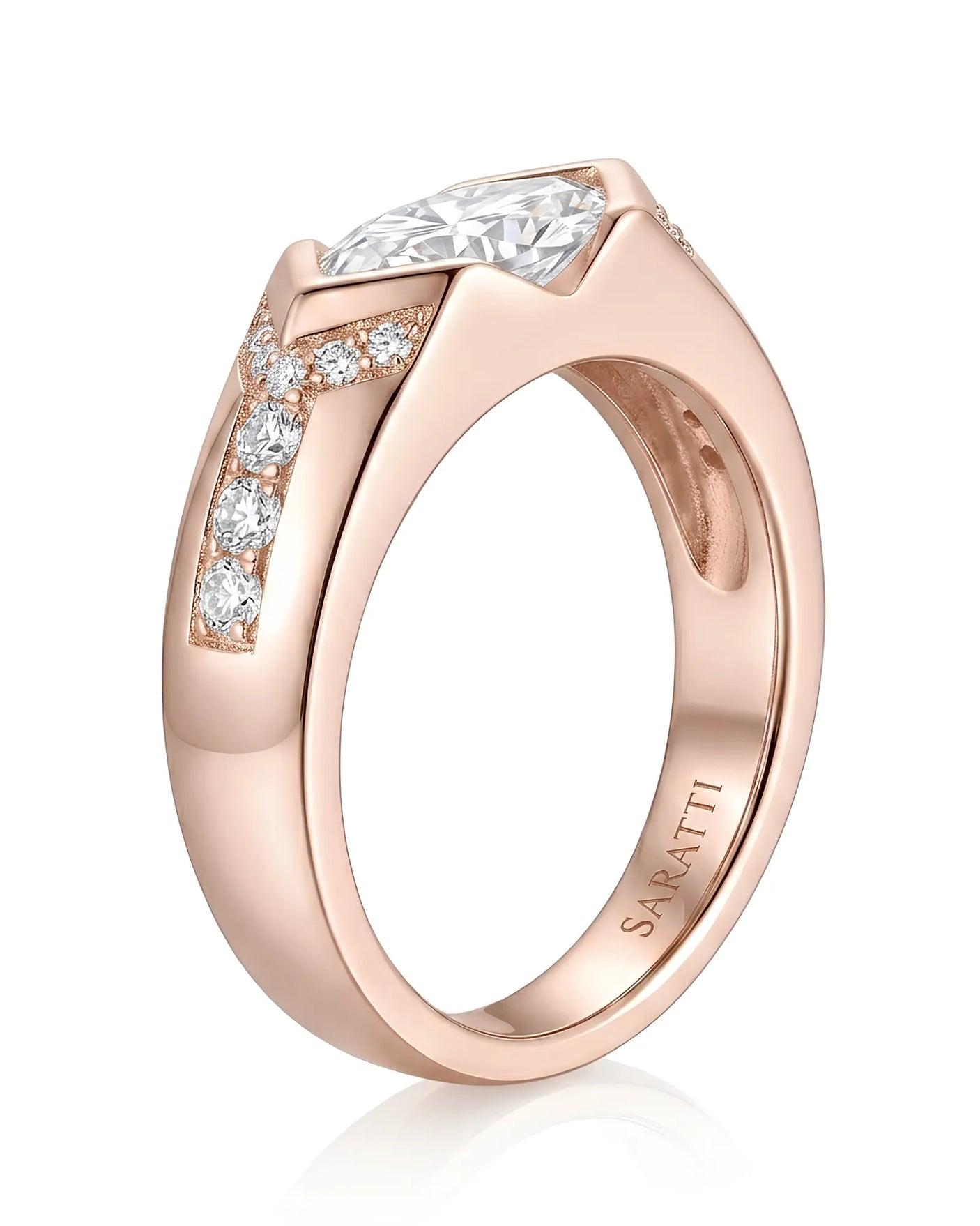 Celestial Marvel – Natural Marquise-Cut Diamond Bezel Engagement Ring