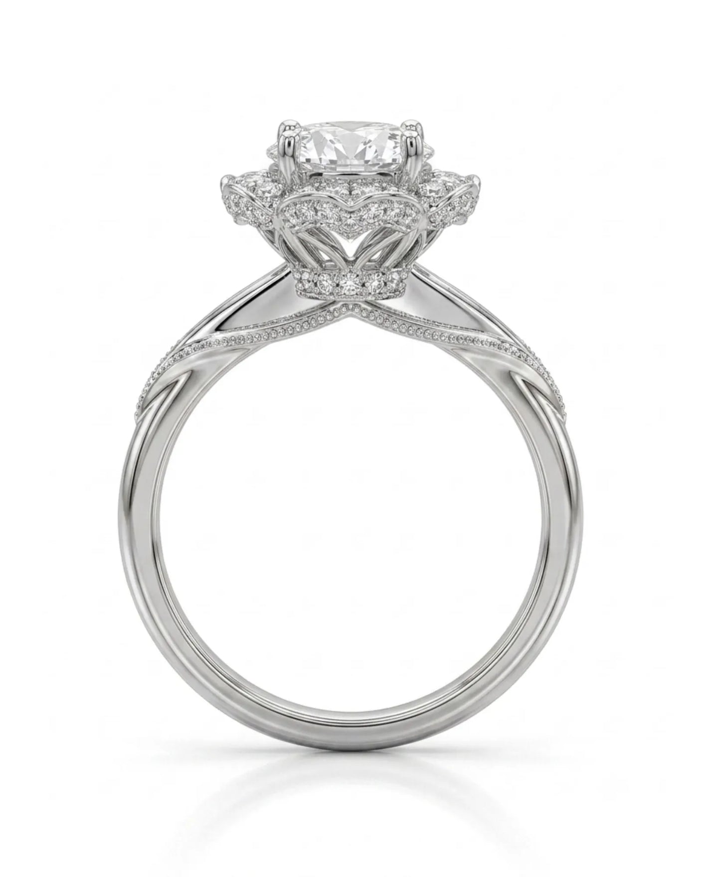 Tara – Aurora Dream Natural Round Diamond Floral Halo Ring