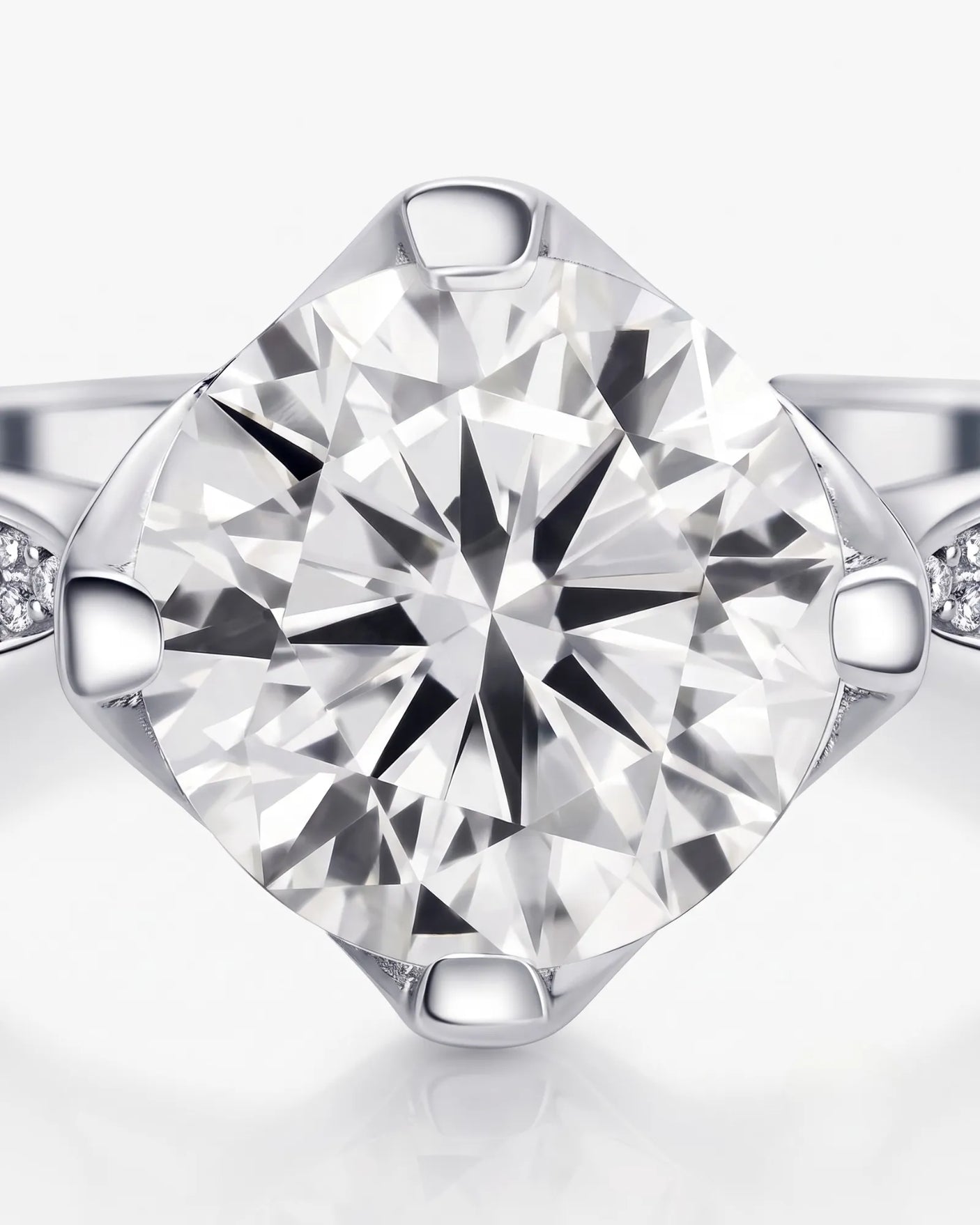 Cece • Vintage Inspired Round Moissanite Ring in White Gold