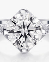Cece • Vintage Inspired Round Moissanite Ring in White Gold