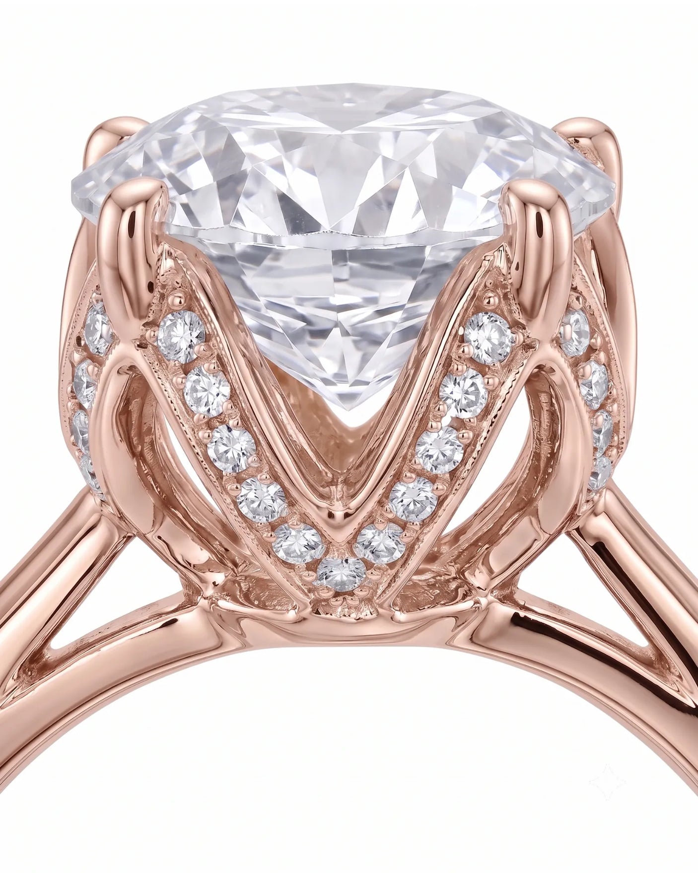 Elina • Round Moissanite Engagement Ring in White Gold
