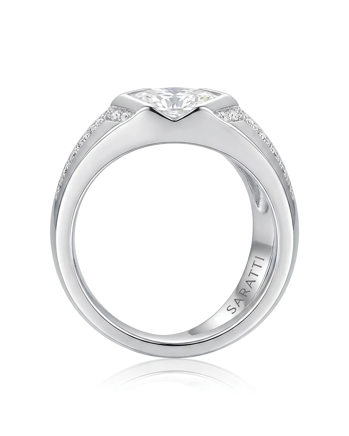 Celestial Marvel – Natural Marquise-Cut Diamond Bezel Engagement Ring
