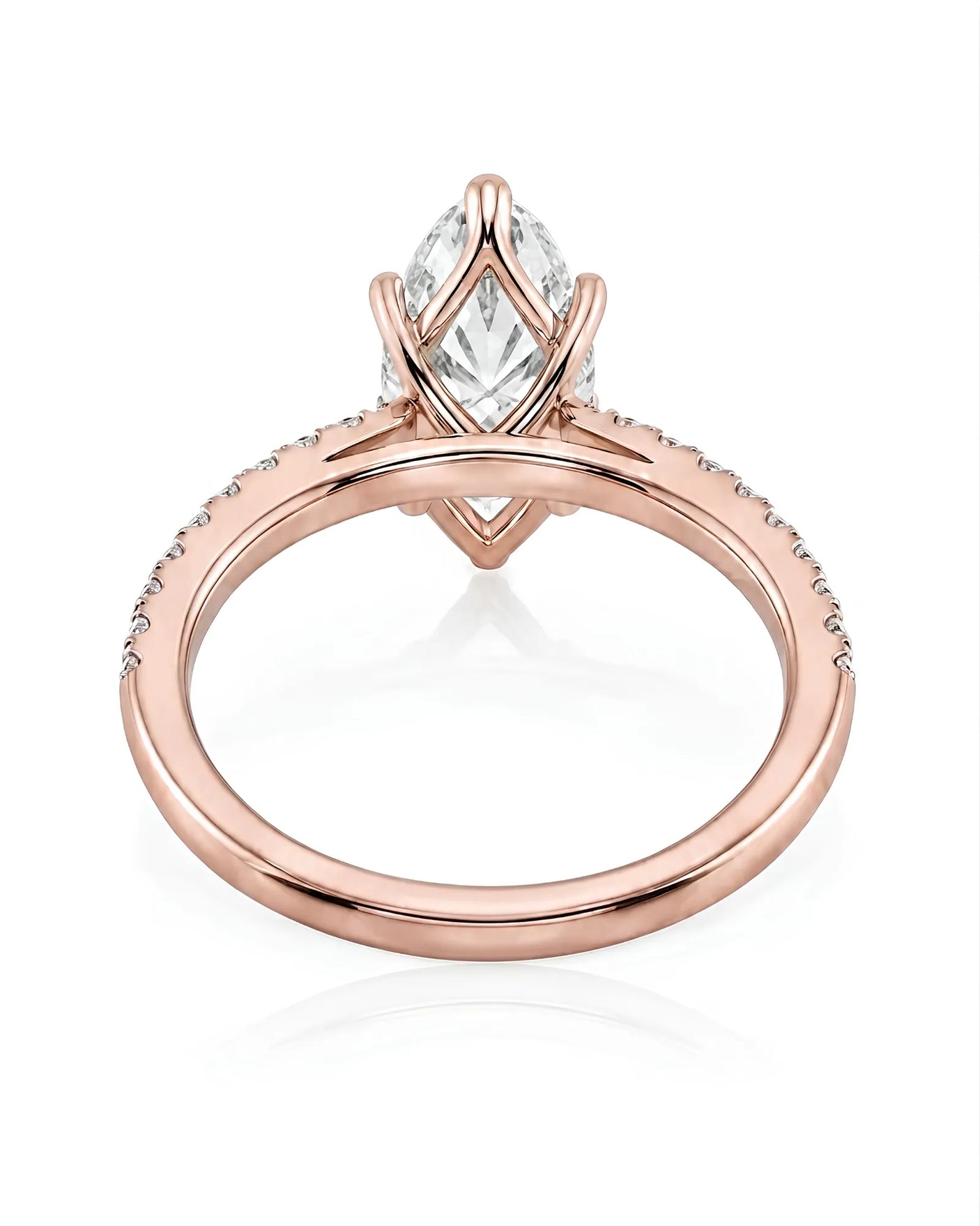 Cortège Blanc – Natural Marquise-Cut Diamond Pavé Engagement Ring